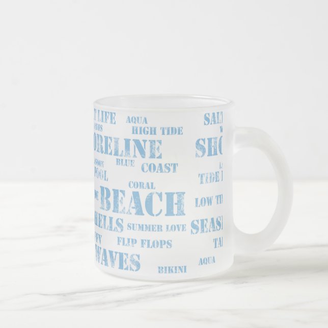 10 oz frosted mug in beach text frostad glasmugg (Höger)