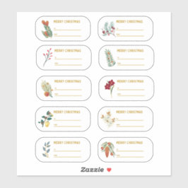 10 pc Blommigt & Guld julmärkets etikett