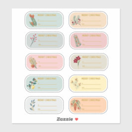 10 pc Blommigt & Guld julmärkets etikett