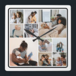 10 Personlig för fotokollage Fyrkantig Klocka<br><div class="desc">10 Fotokollage Family Personlig-väggklocka från Ricaso - med 10 fotomallar. En underbar fotogåva för dig själv eller andra</div>