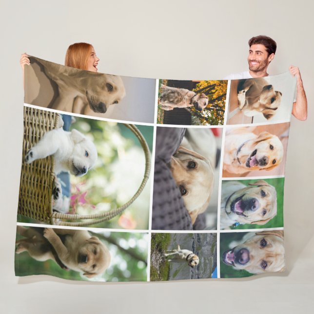 10 Personlig för Photo Collage Family Fleecefilt (På plats)