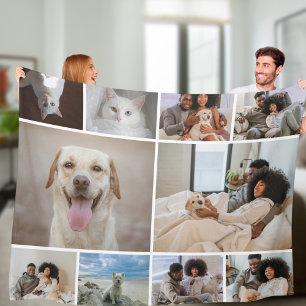 10 Personlig för Photo Collage Family Fleecefilt