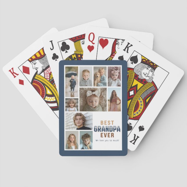 10 Photo Collage Best Grandpa Ever Casinokort (Baksidan)