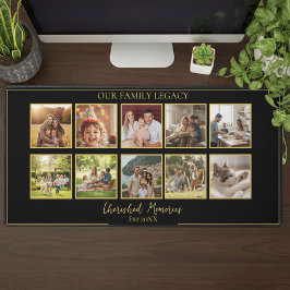 10 Photo Collage Family Name Minimalist Desk Mat