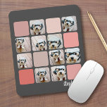 10 Photo Collage Grått  Rosa Coral Script Namn Musmatta<br><div class="desc">Använda dina fyrkantiga beskurna foton för bästa resultat! Ett fotokollage med extra färg block. Den här moderna staplade rutnätsfotosamlingen innehåller ett elegant, modernt teckensnitt för ditt namn eller annan text. Hörnen på dina foton är rundade för ett mjukare tag på det fyrkantiga fotokollaget. OM DU VILL ÄNDRA BAKGRUND - klicka...</div>