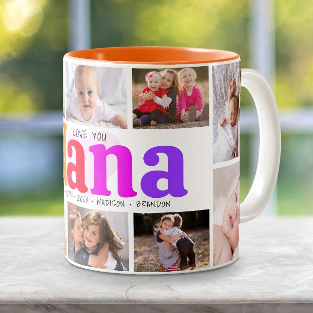 10 Photo Collage Kärlek You Nana Multicolor Fold Två-Tonad Mugg (Skapare uppladdad)