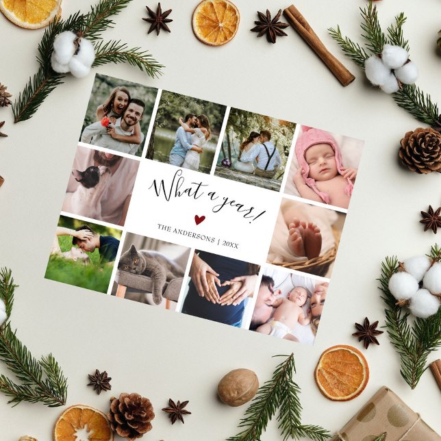 10 Photo Collage What A Year Modern Helg Vykort (Skapare uppladdad)