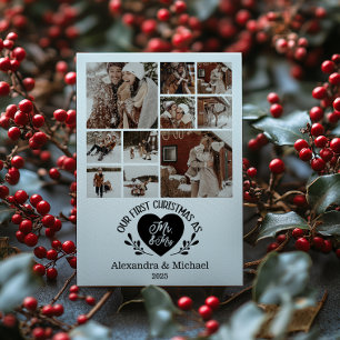 10 Photo Heart Första jul som Mr & Mrs. Julkort