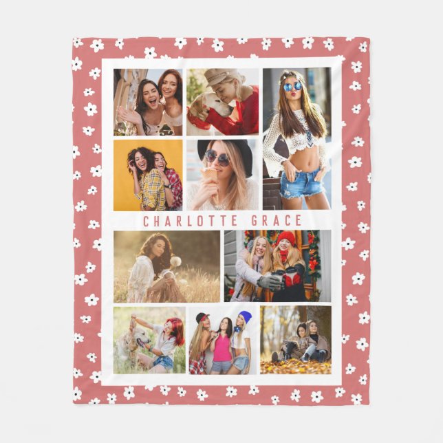 10 Photo Modern Snyggt Cute Girly Blommigt Namn Fleecefilt (Framsidan)