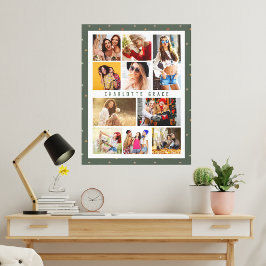 10 Photo Modern Stars Snyggt Grönt Namn Canvastryck