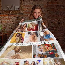 10 Photo Modern Stars Snyggt Grönt Namn Fleecefilt