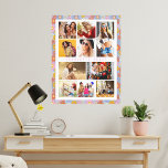 10 Photo Modern Trendig Hippie Blommigt Snyggt Nam Canvastryck<br><div class="desc">10 Photo Modern Trendig Hippie Blommigt Snyggt Namn Canvas Art har tio av bildernas favoriter för att du snabbt och enkelt ska kunna lägga till din egen fotokollage. Anpassa med ditt namn och omgiven av ett färglöst blommönster med retro hippie. Gör en perfekt till jul, födelsedagar, Mors dag, systrar, bästa...</div>