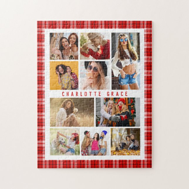 10 Photo Modern Trendig Red Pput Snyggt Namn Pussel (Vertikal)