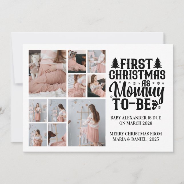 10 Photo Mommy to be Christmas Pregnancy  Julkort (Framsida)