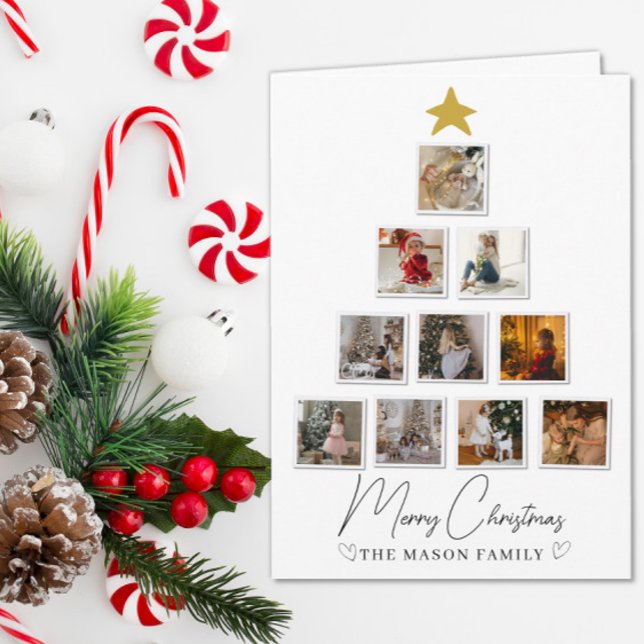 10 Photo Tree Shape Christmas Card Kort (Skapare uppladdad)