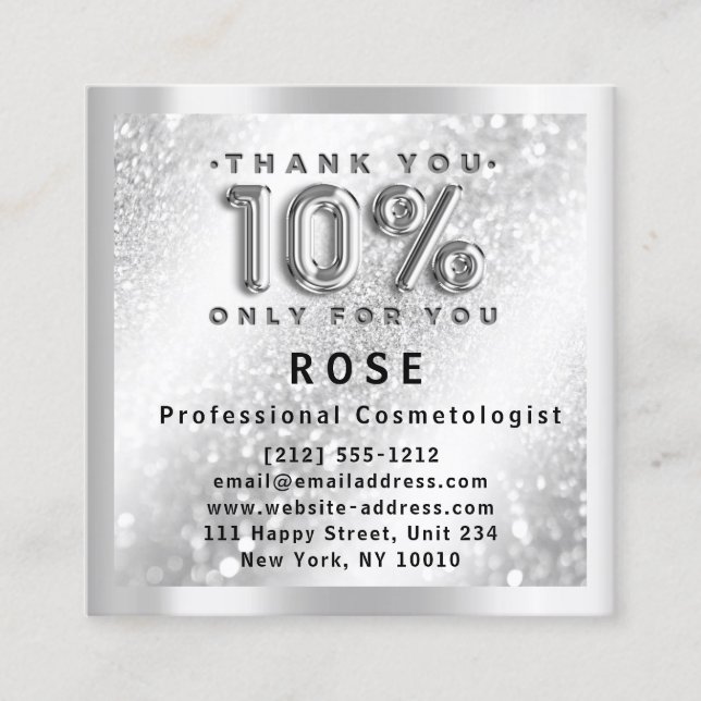 10 % rabatt Logotyp Hair Makeup Glitter Silver Tidsbeställning Kort (Framsida)