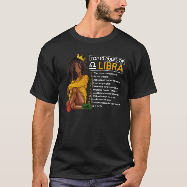 10 Regler av Libra Zodiac Sign Horoscope Birthd T Shirt (Framsida)
