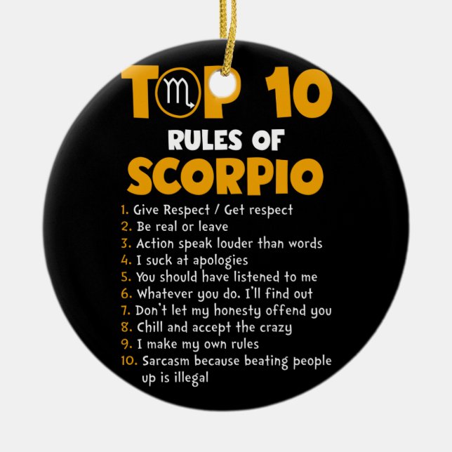 10 Regler av Scorpio Birthday-gåvor Julgransprydnad Keramik (Framsidan)
