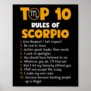 10 Regler av Scorpio Birthday-gåvor Poster