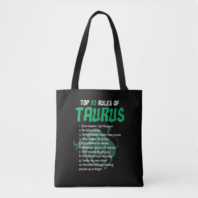 10 Regler av Taurus Zodiac Birthday Gift Tygkasse (Framsida)