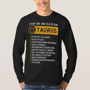 10 Regler av Taurus Zodiac Sign Horoscope Birth T Shirt