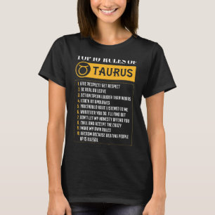 10 Regler av Taurus Zodiac Sign Horoscope Birth T Shirt