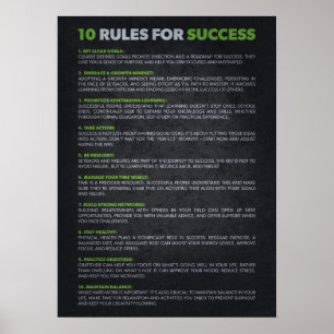 10 Regler för framgång - Motivering Poster