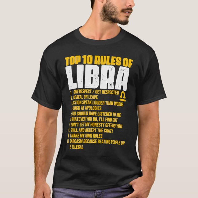 10 Regler Libra Horoscope Birthday 1 T Shirt (Framsida)