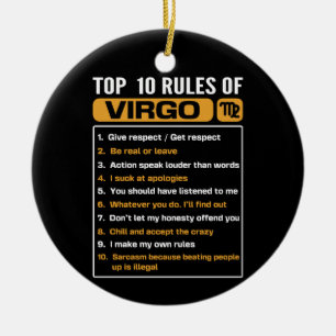 10 regler Våg, flott Våg Facts, Zodiac A Julgransprydnad Keramik