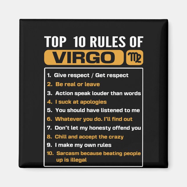 10 regler Våg, flott Våg Facts, Zodiac A Magnet (Framsidan)