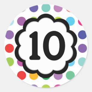 10 - Rund siffersymbol Runt Klistermärke