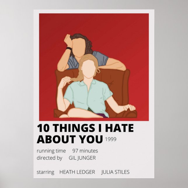 10 sak hatar om dig minimalist poster (Framsidan)