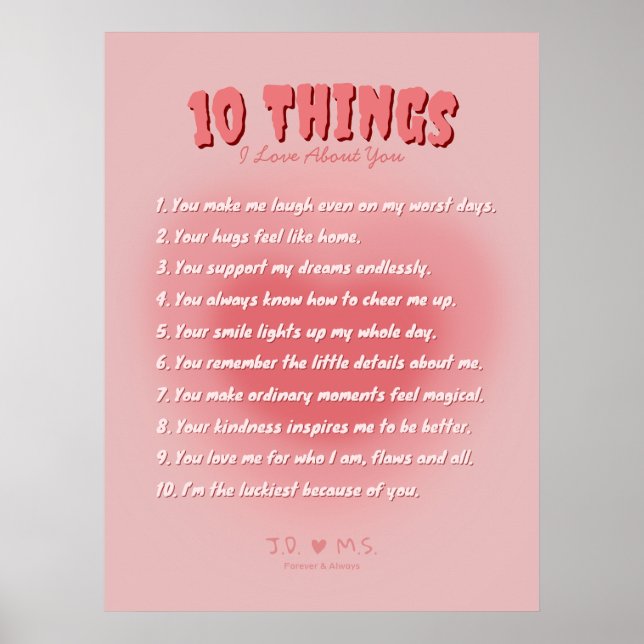10 Sak I Kärlek Om dig - Personlig Poster (Framsidan)