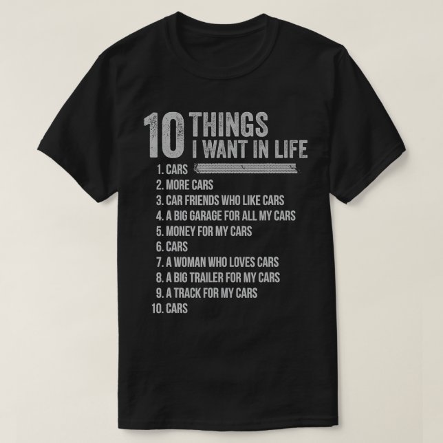 10 Sak i mitt liv tar fler bilar (7) T Shirt (Design framsida)