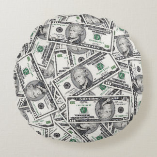 $10 Sedel Pengar Mönster Rund Kudde