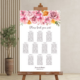 10 sittdiagram över säten i Rosa Bröllop vid Elega Poster