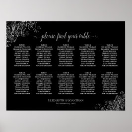 10 sittplatsdiagram för Bröllop, äldre, Silver och Poster