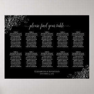 10 sittplatsdiagram för Bröllop, äldre, Silver och Poster