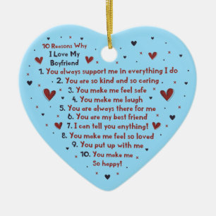 10 SKÄL TILL ATT JAG KÄRLEK GIT HEART STICKER JULGRANSPRYDNAD KERAMIK