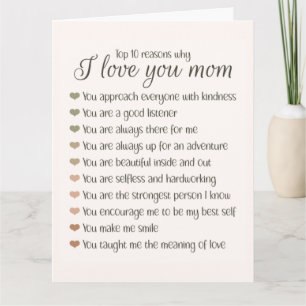 10 skäl till varför jag älskar dig mamma Mors dag Kort