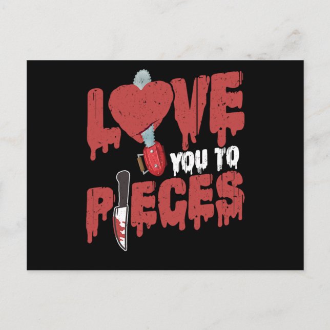 10.Skräckfilm Älskar Dig Till Stycken Hjärtkedjeså Inbjudan Vykort (Framsida)