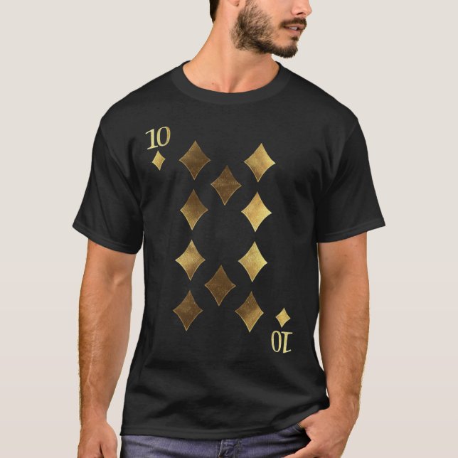 10 Ten of Diamonds Poker Card Playing Card Blackja T Shirt (Framsida)