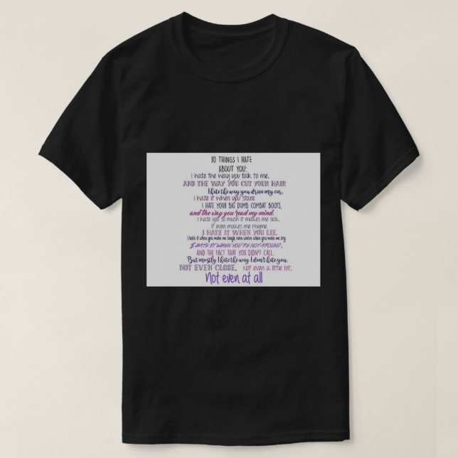 10 Things I Hate about You      Sticker T Shirt (Design framsida)