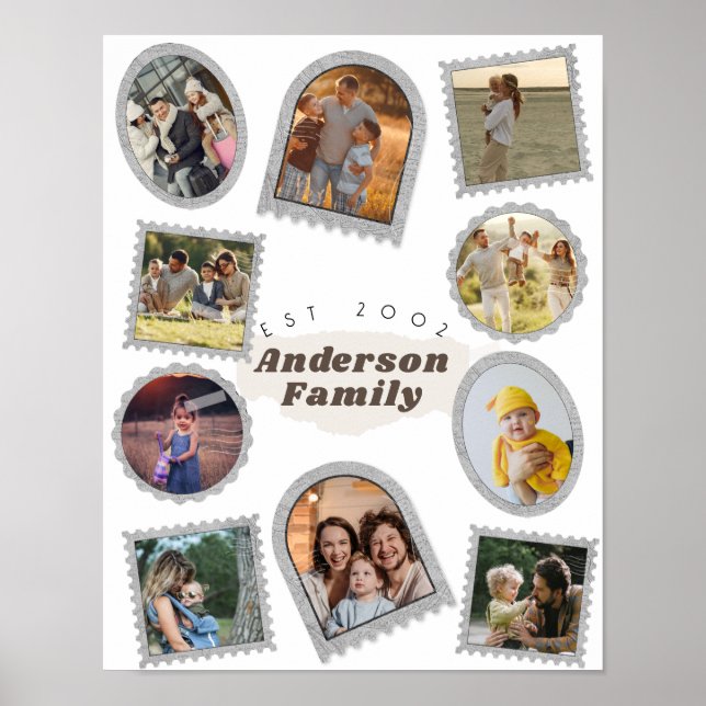 10 tio foto Modern Elegant Collage Family Kärlek Poster (Framsidan)