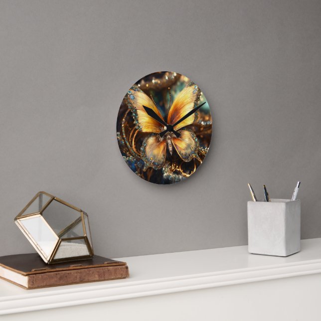 10-tums rund naturlig träskur i Ram Rund Klocka (Kontor)