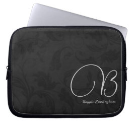 10-tums svart monogrammad-mask laptop sleeve