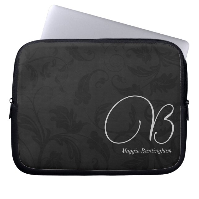 10-tums svart monogrammad-mask laptop sleeve (Framsidan)