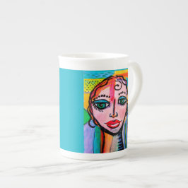 10 uns färgrik porslinmug. benporslin mugg