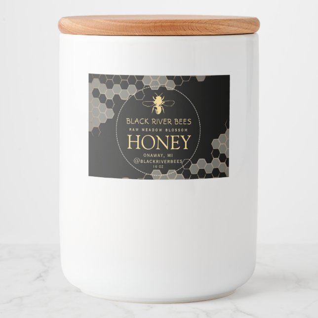 10 Vattenbeständig honeycomb Bee Raw Honungsetiket Mat Etiketter (Framsida)