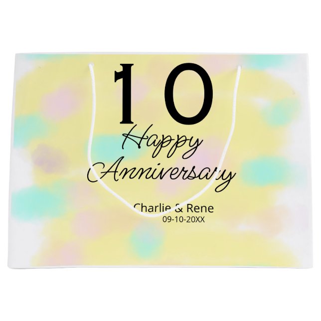 10 wedding anniversary yellow pastel name retro bo (Framsidan)